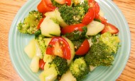 Broccoli tomato cucumber cilantro salad