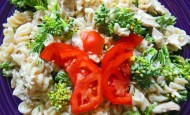 Butterfly Salad With Broccoli, Cucumber, Pasta, and Rotisserie Chicken