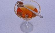 Pecan Pie Martini Cocktail with Candied Pecans and Cocktail Fork