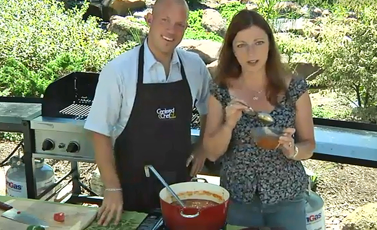 Ryan Hutmacher and Shawna Cooking Chili