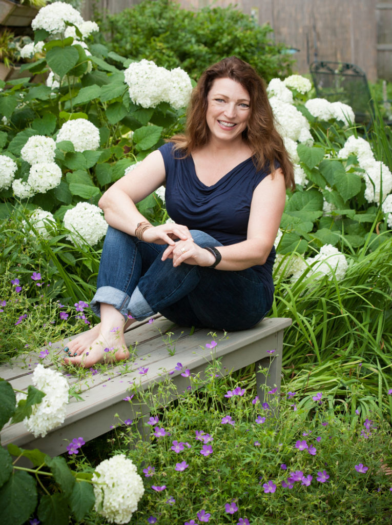 Shawna Coronado in her back garden.  photo credit Sheila Rutledge