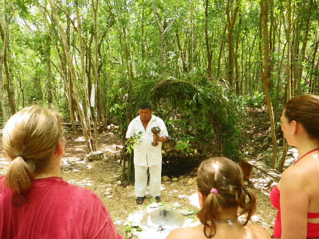 Shawna Coronado being blessed by a Mayan Shaman.