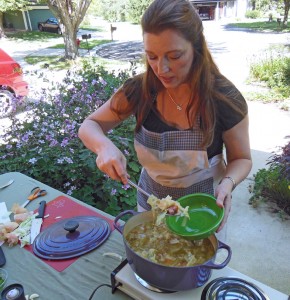 Shawna Coronado serving up delicious Cabbage and Ham Soup 