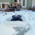 Shawna Coronado's rainwater cistern fountain in winter.