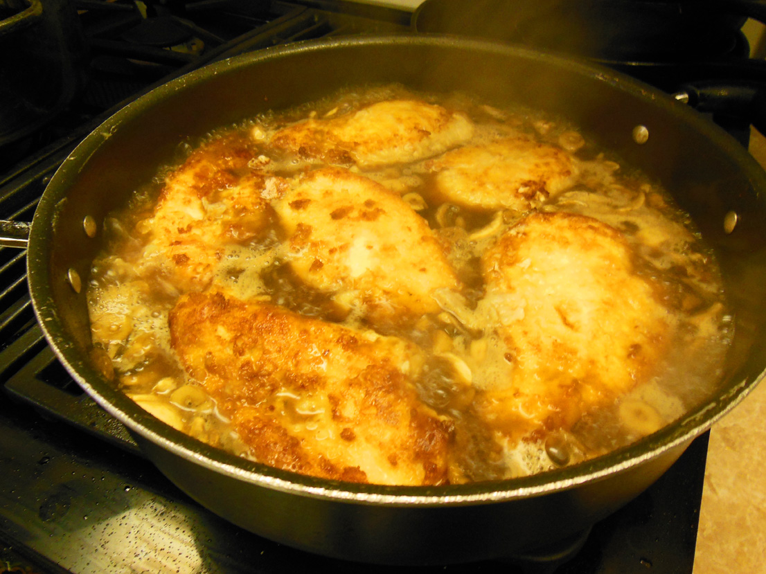 Chicken Marsala simmering