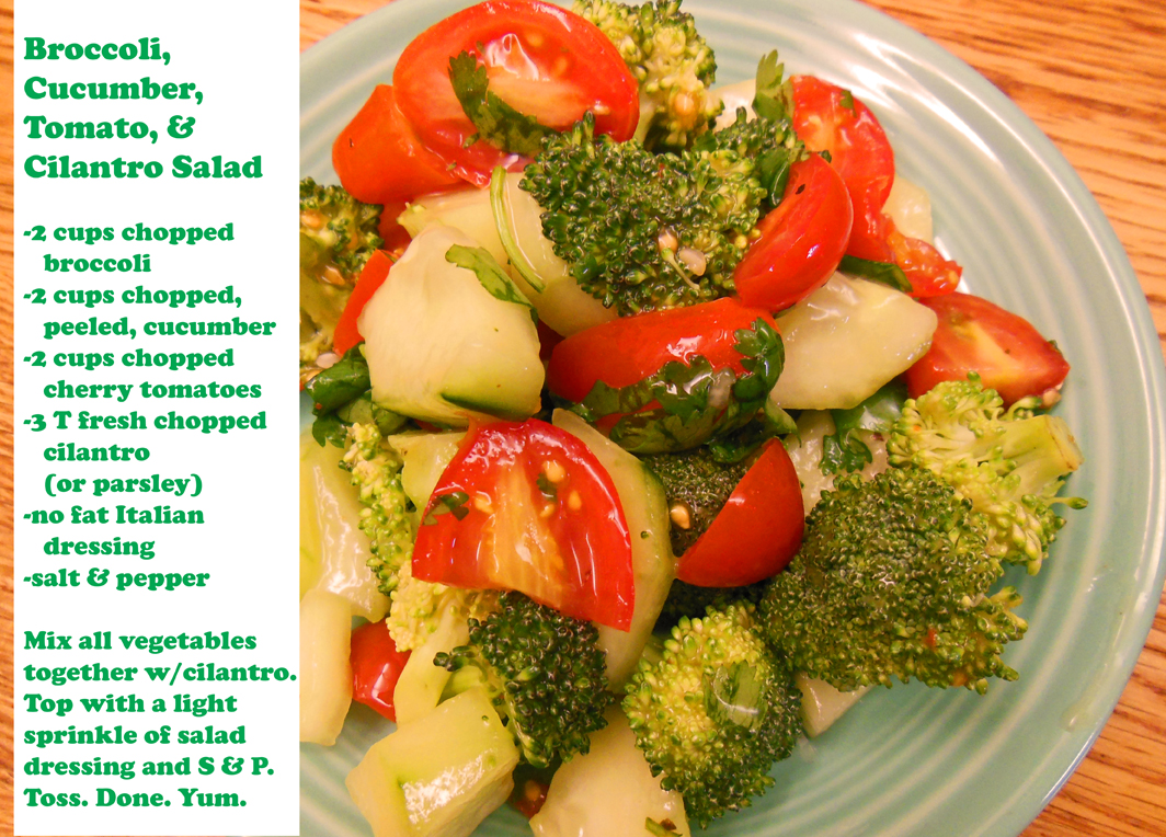 Broccoli tomato cucumber cilantro salad recipe