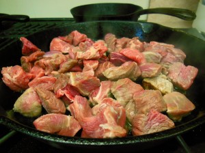 Beef vegetable soup browning meat