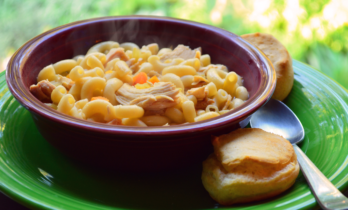 Quick Rotisserie Chicken and Macaroni Noodle Soup Recipe