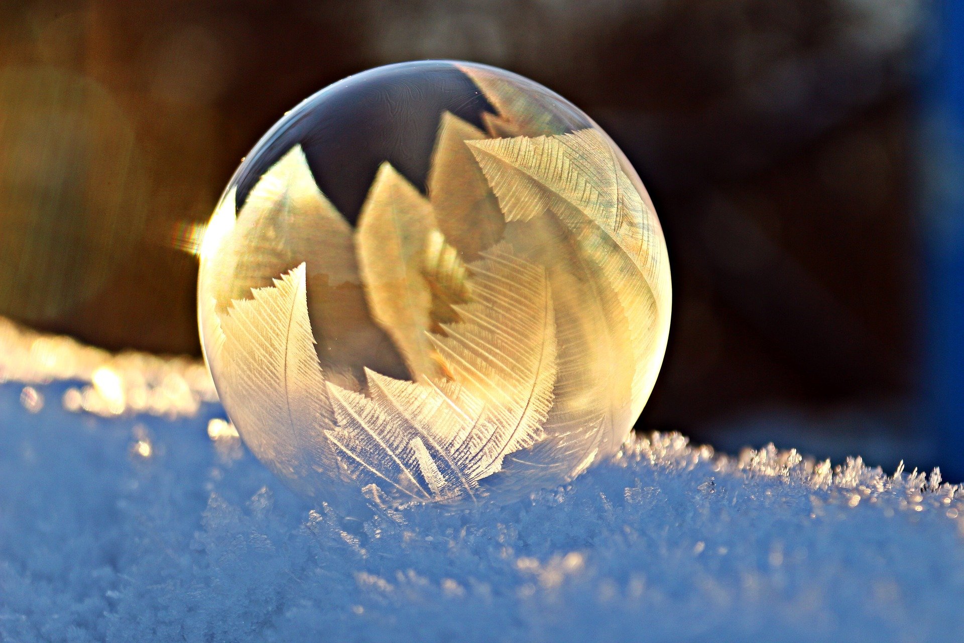 Frozen soap bubble