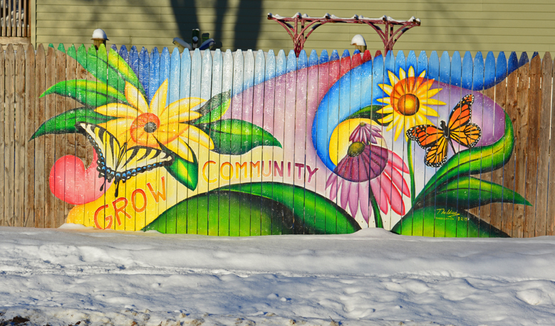 Pollinator Fence Graffiti Experiment Photo in Winter