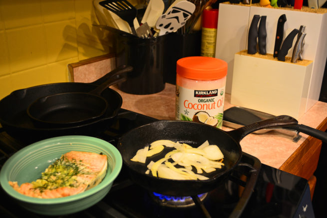 Grilled Salmon and Onions with Tomatoes Recipe