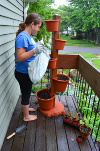 Garden Post Vertical Garden with Soil in Containers