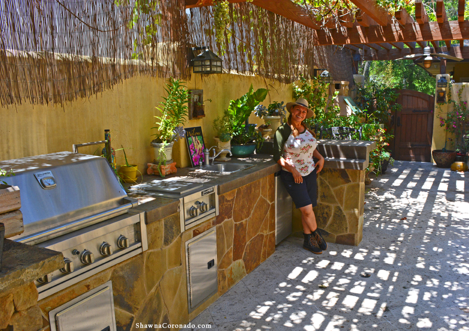 Shirley Bovshow in her Garden Kitchen