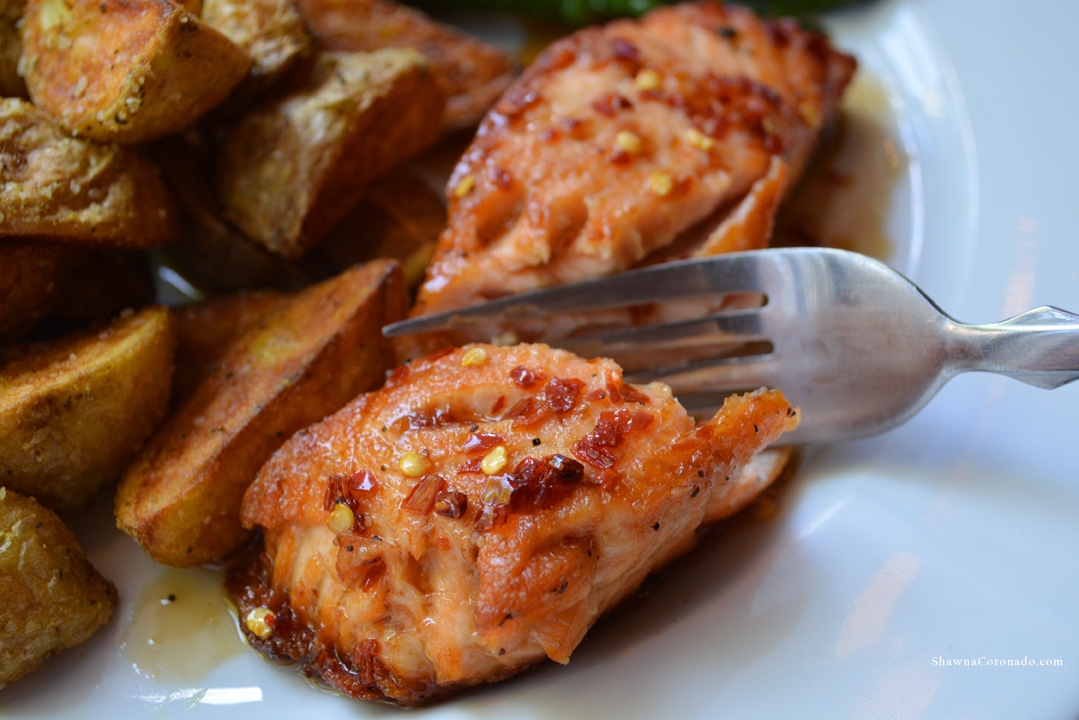 Baked Salmon stuffed with astaxanthin antioxidants