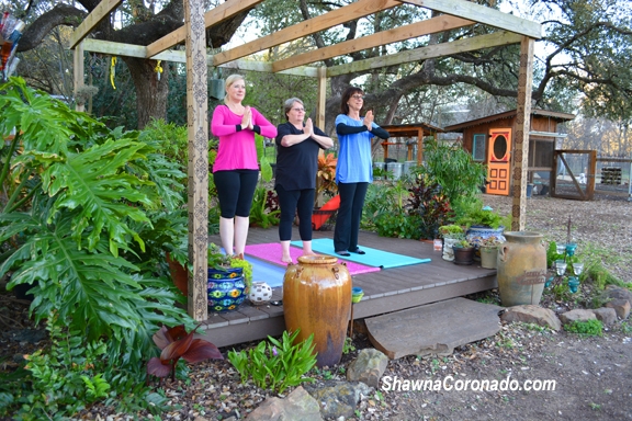 yoga on an outdoor platform for chronic inflammatory pain