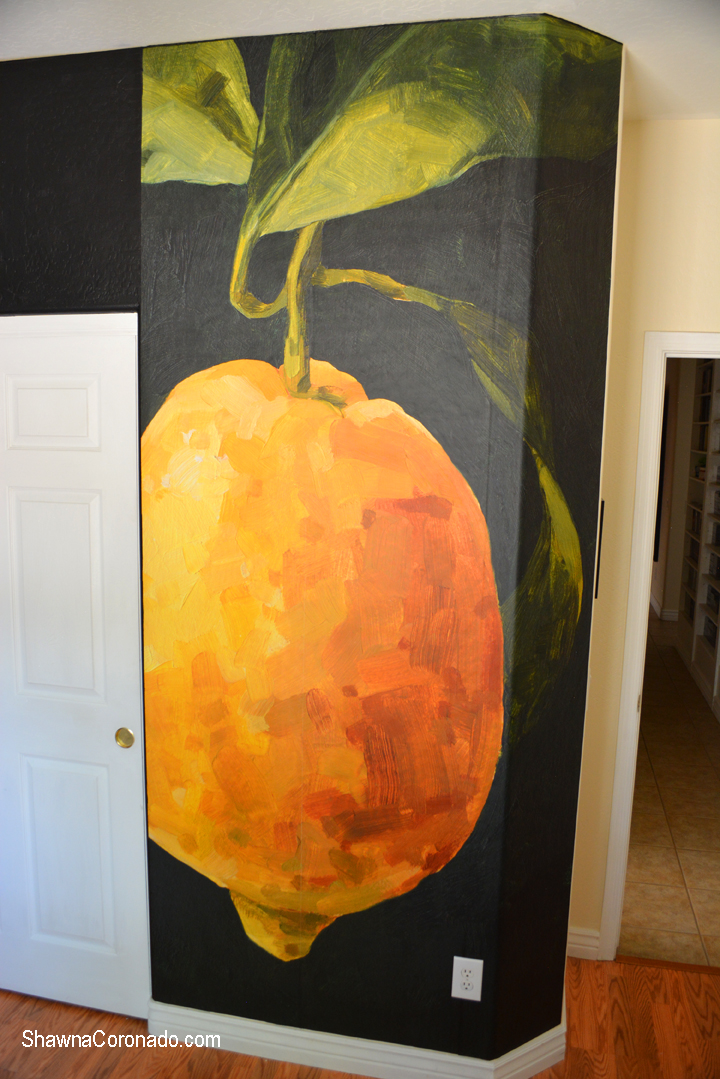 Lemon wall mural installed