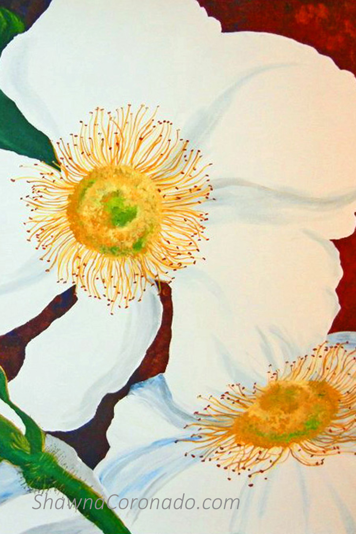 White Shirt White Roses Acrylic on Canvas Shawna Coronado